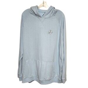 Johnnie-O Hensley Sweatshirt Hoodie Chambray Blue Embroidered Mercedes Logo XXL